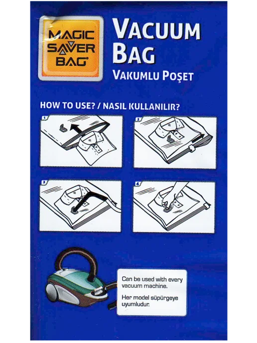 Magic Saver Bag Многоразовый вакуумный пакет для хранения вещей 50х70 см, 50x70 см, фото 3