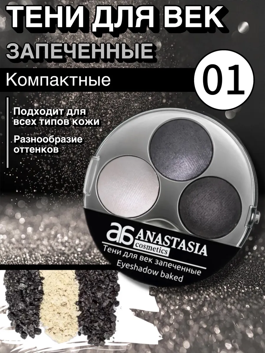 Тени для век запеченные (set 1) Anastasia 3 Colors
