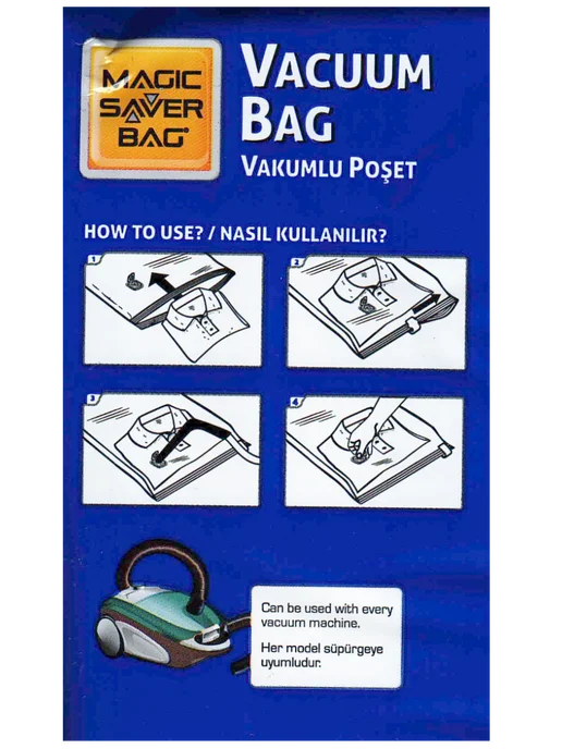 Magic Saver Bag Многоразовый вакуумный пакет для хранения вещей 50х70 см, 55x90 см, фото 3