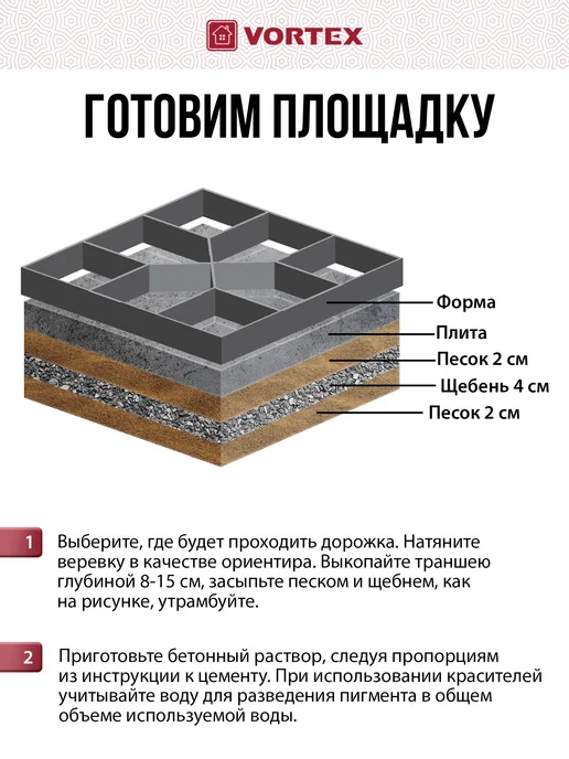 Vortex Форма для садовой дорожки Квадрат набор 2 шт, 2 шт, фото 5
