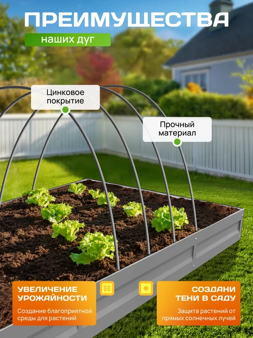 Огороша Дуги для парника из оцинкованного прутка d-5мм 2,2м (6шт), 1,7 м, 18 шт, фото 4