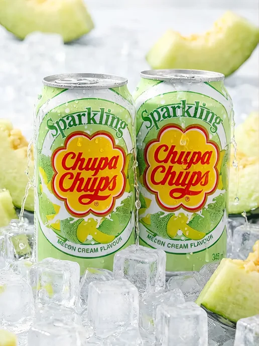 CHUPA CHUPS Напиток газированный дыня со сливками, 2 шт. по 345 мл, 2 шт, 345 мл