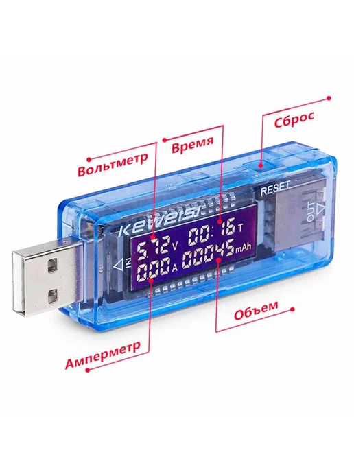 KEWEISI USB Tester Тестер юсб KWS-V20, синий, фото 3