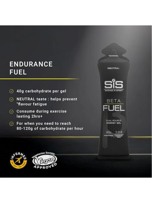 SiS SCIENCE IN SPORT Энергетические гели Beta Fuel 11 x 60 мл, Натуральный, 11x60, 60 мл, фото 3