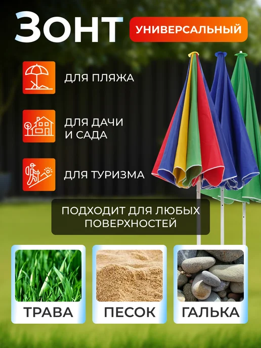 RadoFF Зонт пляжный большой от солнца с наклоном 220 см, вариант, фото 4