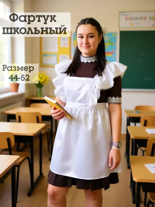 Фартук школьный белый, белый