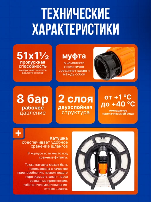 Джилекс Шланг садовый Удав 51х1 1 2” М, вариант, фото 3