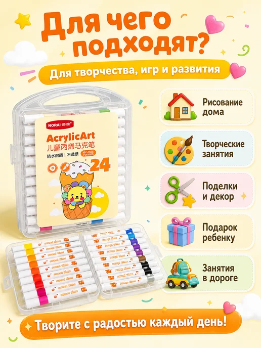 Энергия Творчества Акриловые маркеры для рисования набор фломастеры кисти, голубой, фото 4
