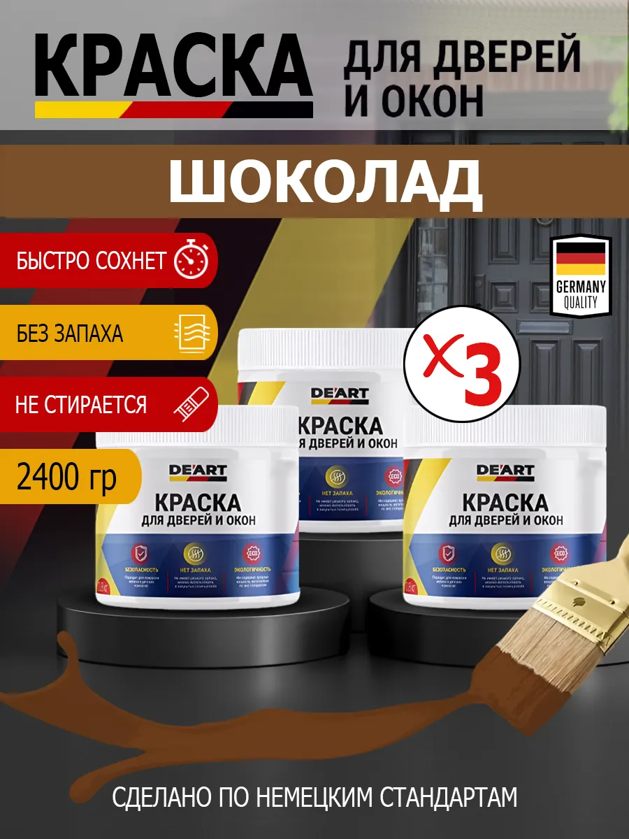 Краска для дверей и окон матовая без запаха шоколад