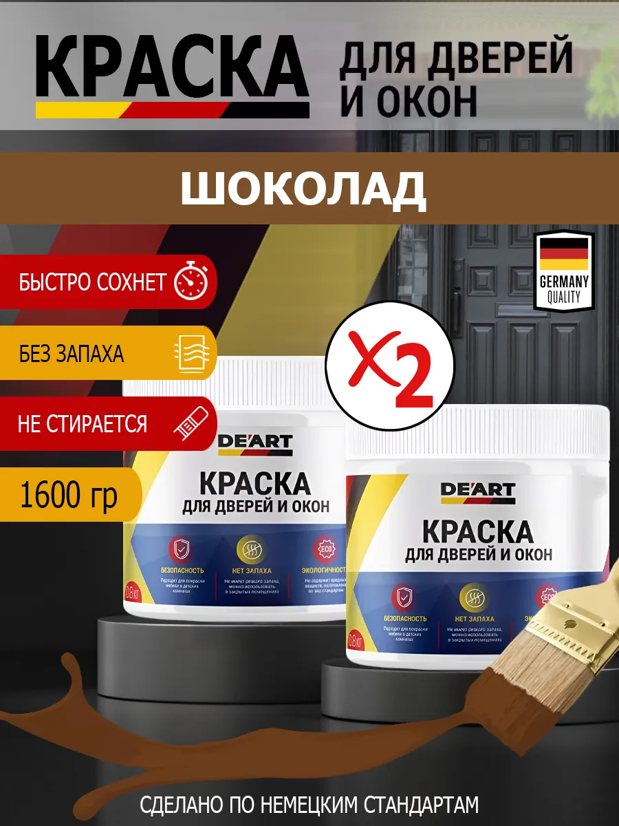 Краска для дверей и окон матовая без запаха шоколад