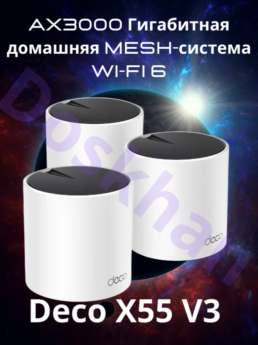 TP-link Роутер Wi-Fi для дома мощный Deco X55 3 pack, вариант, фото 2