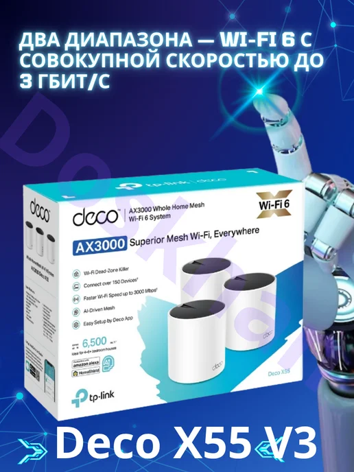 TP-link Роутер Wi-Fi для дома мощный Deco X55 3 pack, вариант, фото 3