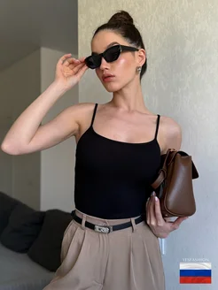 YESFASHION Майка базовая скимс на бретельках в рубчик из лапши
