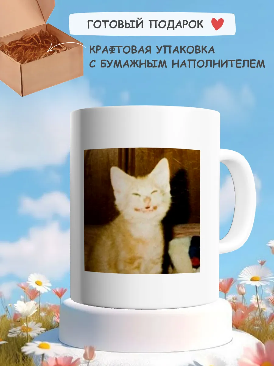 Кружка мем с котиком прикольная