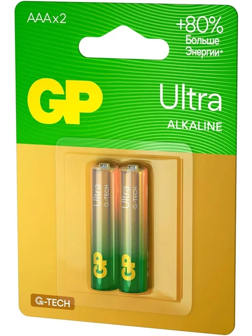 GP Батарейки Ultra Alkaline G-Tech AAA (2 шт), 2 шт, фото 2