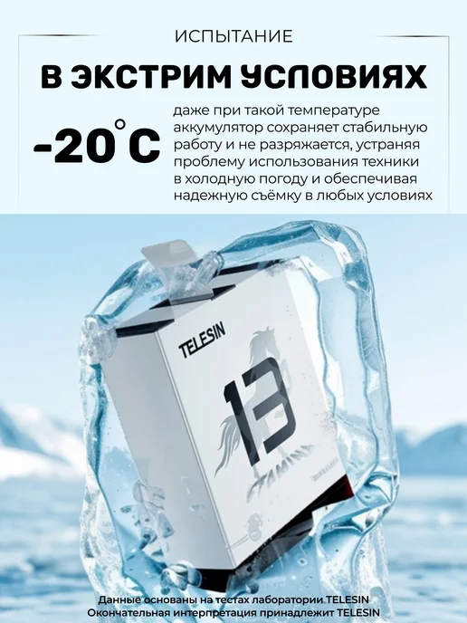 Telesin Аккумулятор для GoPro Hero 13 (морозостойкий) 1950 мА*ч, вариант, фото 3