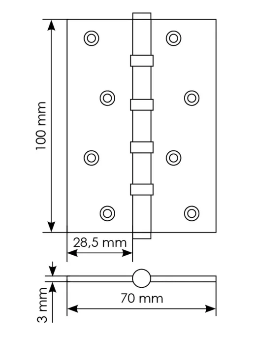MORELLI Петля латунная универсальная MBU 100X70X3-4BB SC, серый, фото 2