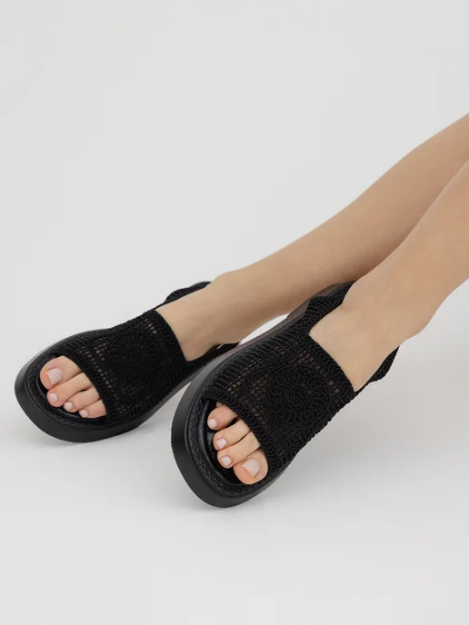 Beon Wear Босоножки летние на платформе с открытым носом дышащие, черный, фото 7
