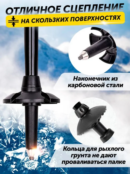 DECOR LUXE Палки для скандинавской ходьбы и треккинга складные, черный, фото 7