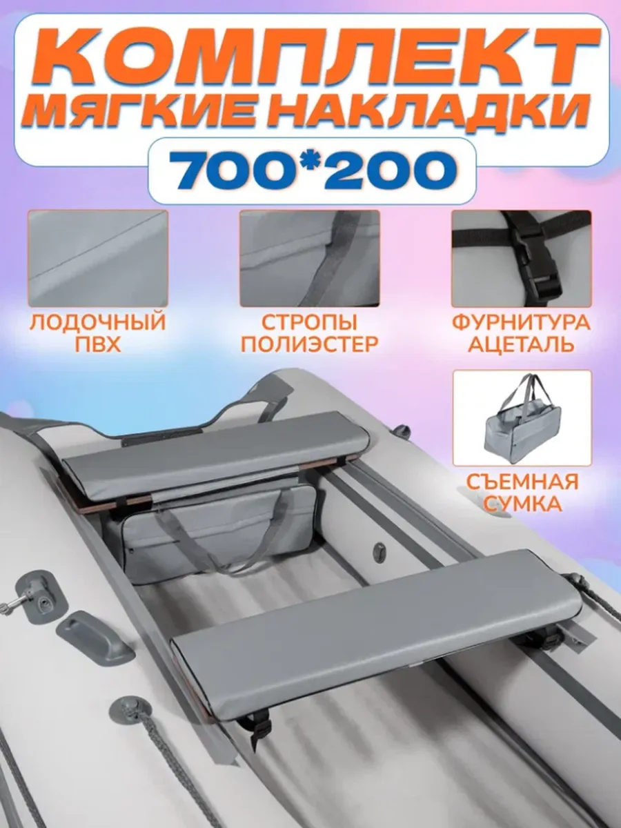 Комплект мягких накладок 70х20см и сумка под банку, серый