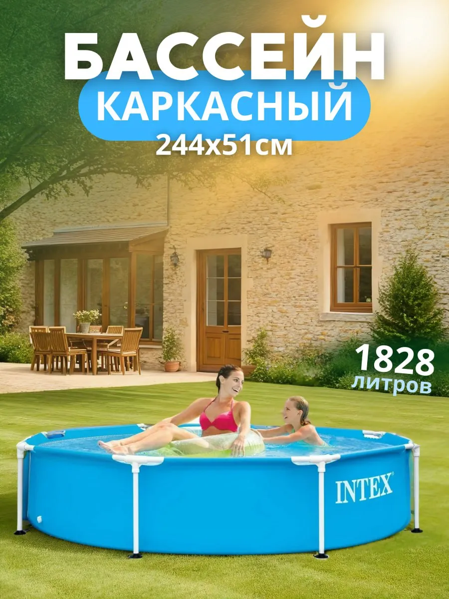Круглый бассейн каркасный Metal Frame Pool 244х51 см