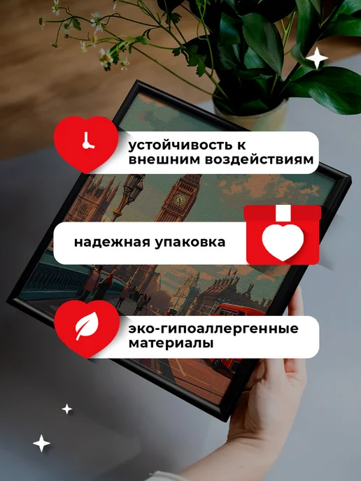 как в Pinterest Картина на холсте на стену Лондон Англия Биг-Бен 25х25, 25x25, фото 5