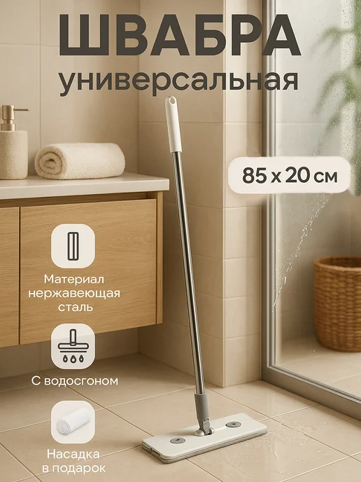 Сима-Ленд & SKYPHOS Швабра для мытья окон и пола 85×20 см щетка и водосгон, вариант, фото 3