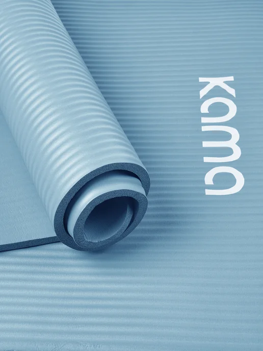 Kama Коврик спортивный для фитнеса толстый, NBR (НБР), синий, фото 8