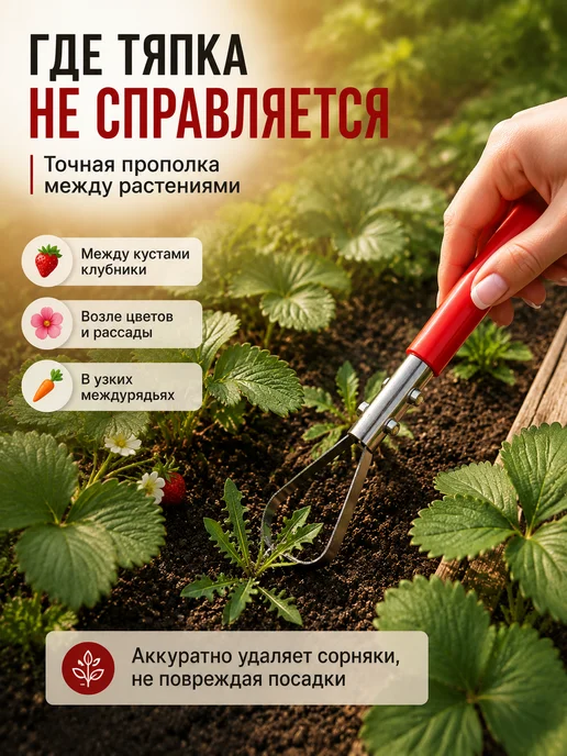 ДомСадМаркет Полольник плоскорез петлевой для огорода и сада, красный, фото 2