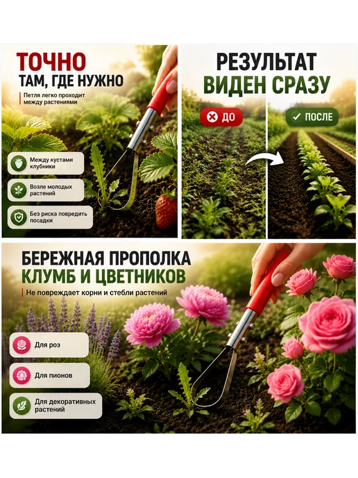 ДомСадМаркет Полольник плоскорез петлевой для огорода и сада, красный, фото 7