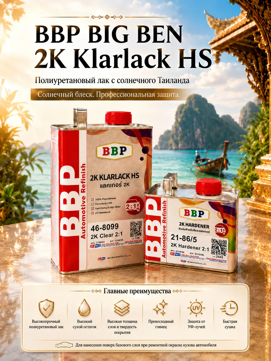 BBP Klarlack HS Лак автомобильный полиуретановый 1 + 0,5 л.