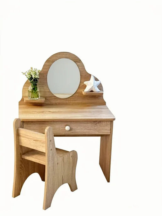 sitstep Туалетный столик с зеркалом и стульчиком, коричневый, фото 5
