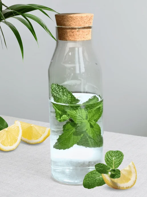 Стеклянный графин с пробковой крышкой 1,2 л, 1,2 л