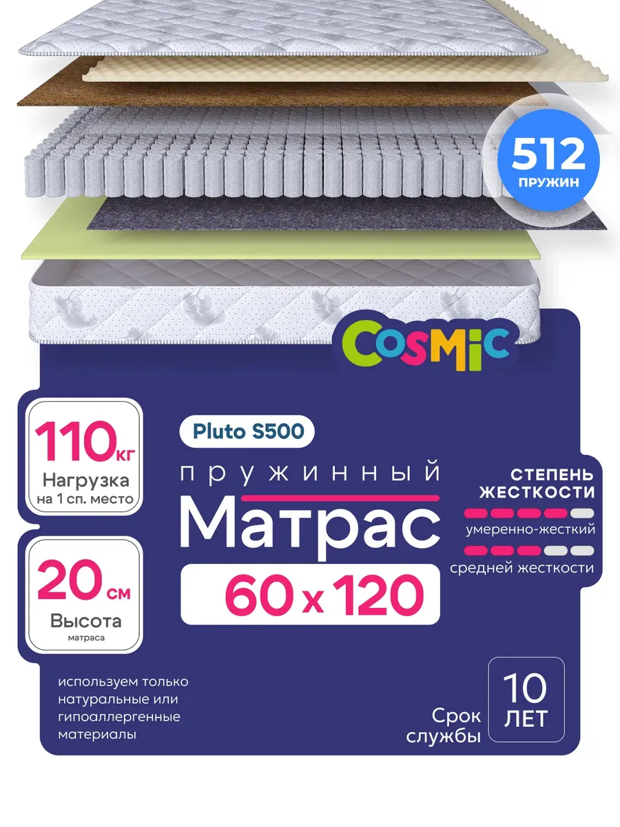 Матрас 120х60 в кроватку для новорожденных