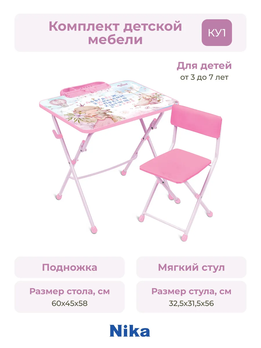 Комплект детской мебели КУ1 (розовый)