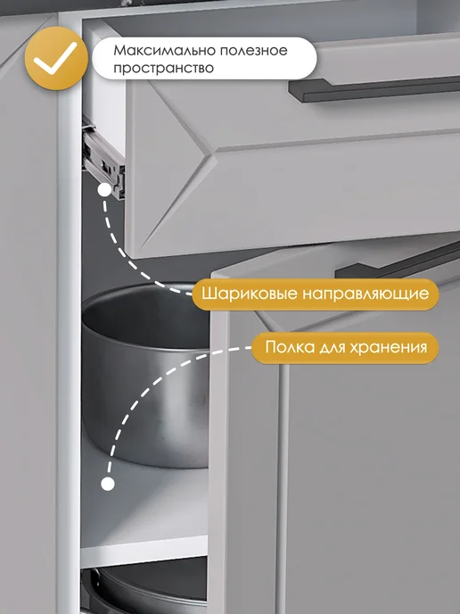 ИНТЕРЬЕР ЦЕНТРис Кухонный гарнитур модуль с ящиком ШН1Я 400 Тайлер карамель, серый, фото 2