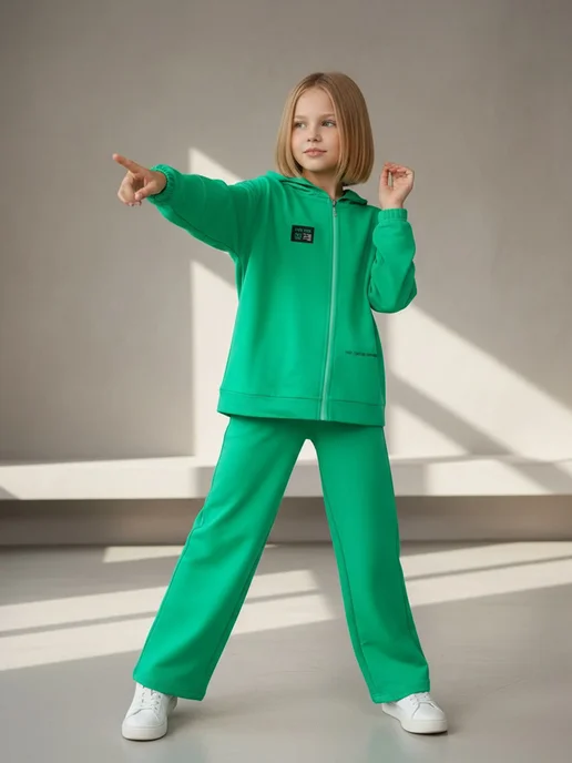 CLEVER WEAR Костюм спортивный для девочек, зеленый, фото 3