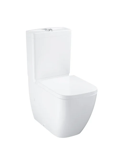 Унитаз напольный безободковый Grohe Clova 39909000: чаша унитаза с бачком и быстросъемным сиденьем микролифт. Фарфор, горизонтальный выпуск (в стену), белый, фото 2