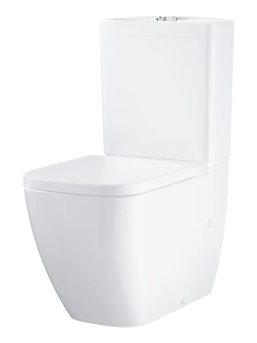 Унитаз напольный безободковый Grohe Clova 39909000: чаша унитаза с бачком и быстросъемным сиденьем микролифт. Фарфор, горизонтальный выпуск (в стену), белый, фото 4