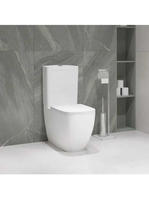 Унитаз напольный безободковый Grohe Clova 39909000: чаша унитаза с бачком и быстросъемным сиденьем микролифт. Фарфор, горизонтальный выпуск (в стену), белый, фото 7