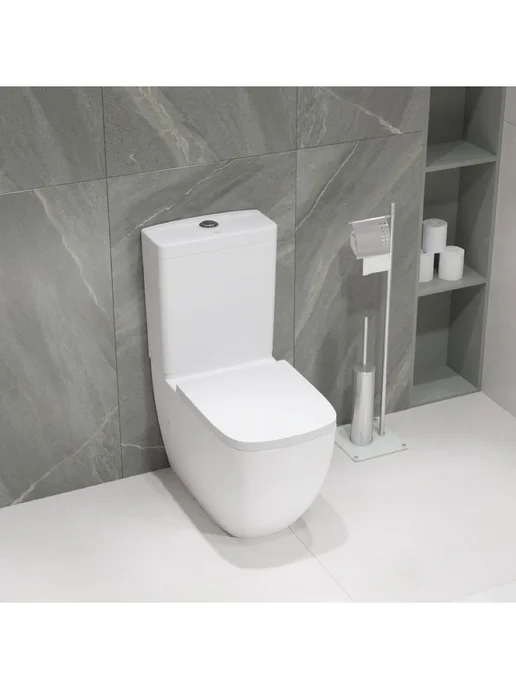 Унитаз напольный безободковый Grohe Clova 39909000: чаша унитаза с бачком и быстросъемным сиденьем микролифт. Фарфор, горизонтальный выпуск (в стену), белый, фото 8