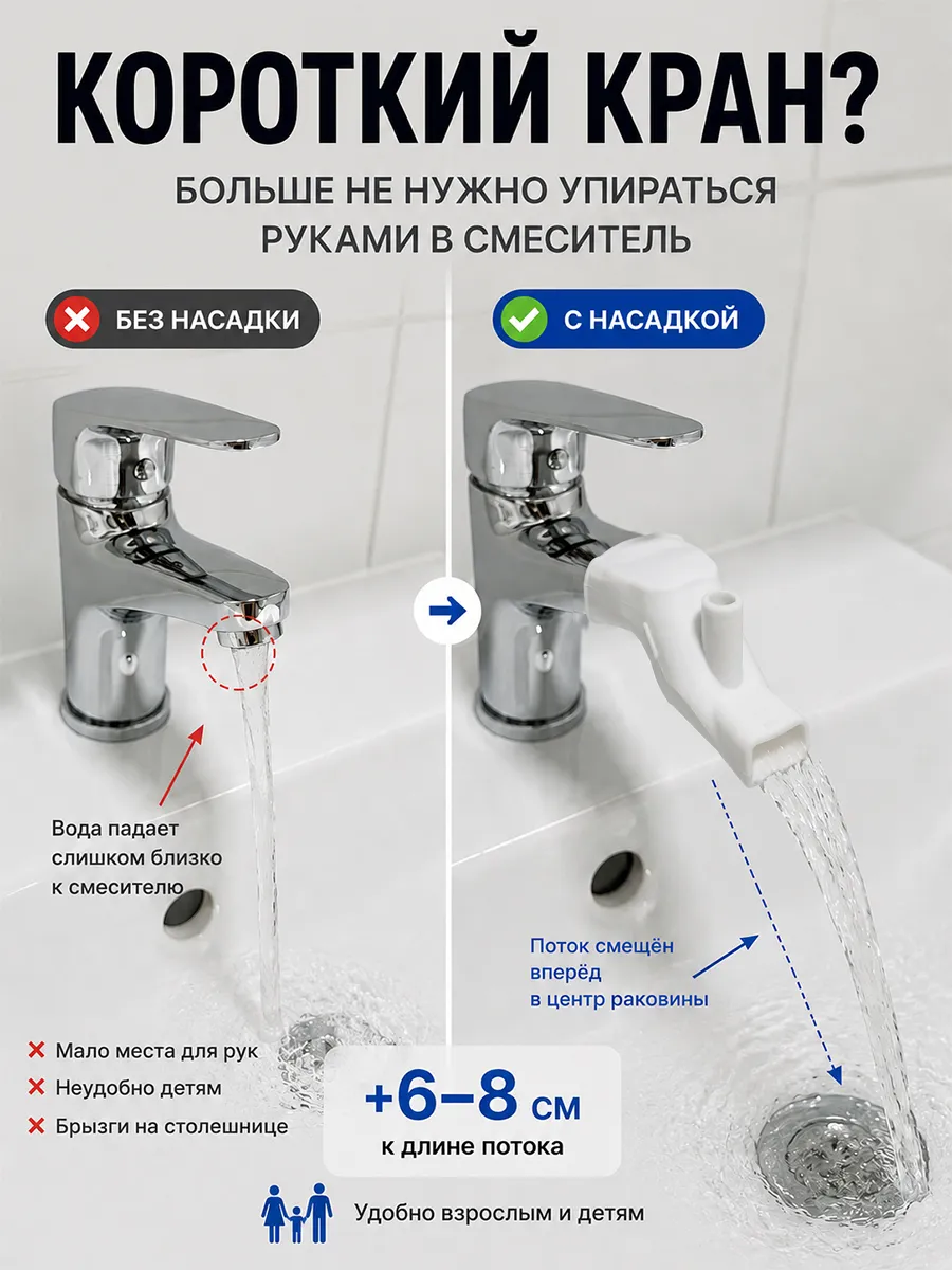 Насадка на кран силиконовая удлинитель