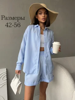 Костюм льняной с шортами оверсайз CosmoMico 373113424 купить за 3 496 ₽ в интернет‑магазине Wildberries