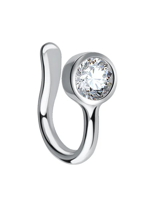 ArtSilver Ювелирный пирсинг в нос с фианитом без прокола, серый, фото 4