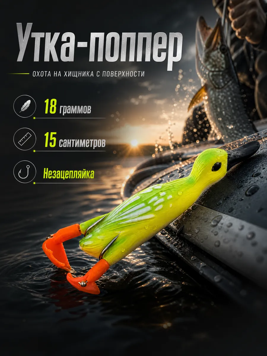 Утка незацепляйка - лягушка для рыбалки
