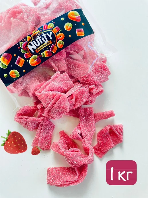 Nutty мармелад жевательный кислый клубника 1 кг, 1 кг