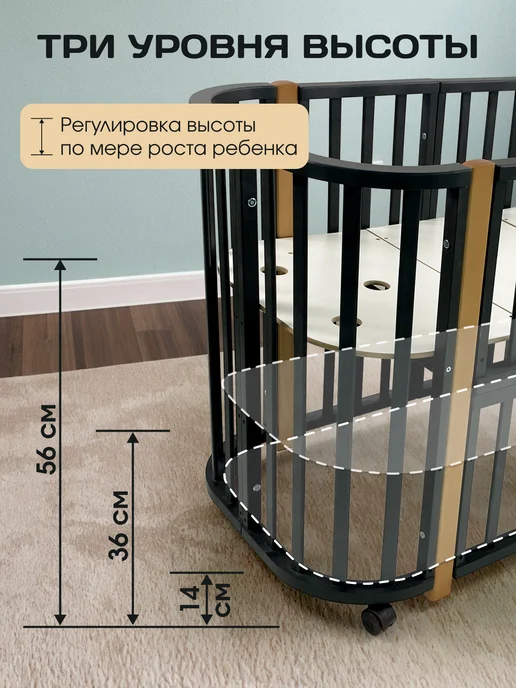 Азбука Детских Кроваток Кроватка для новорожденного без маятника Санторини, серый, фото 3