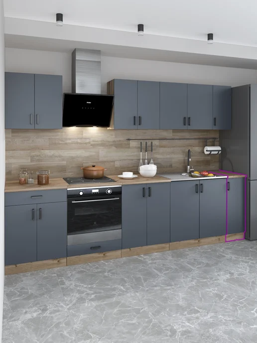 REGENT style Кухонный гарнитур 30 см со столешницей, серый, фото 3