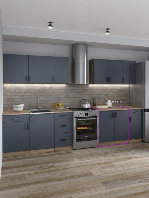 REGENT style Кухонный гарнитур 80 см без столешницы, серый, фото 4