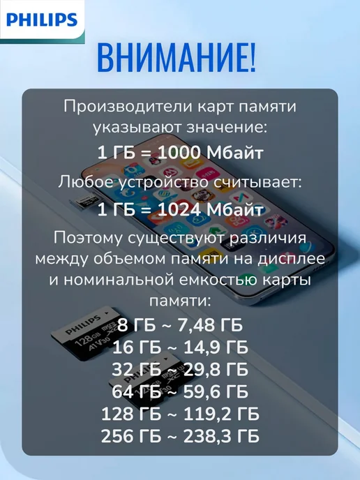 PHILIPS Карта памяти micro sd 64 гб флешка, 64 ГБ, фото 4